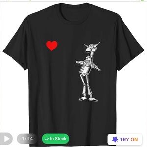 Wicked Wizard of Oz Boq Tin Man Gray Long Sleeve Graphic Tee S New